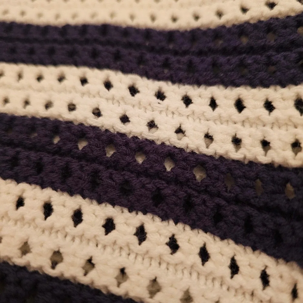 Anthropology Open Knit Sweater Womens S Navy Cropped‎ Lightweight Beach Coastal